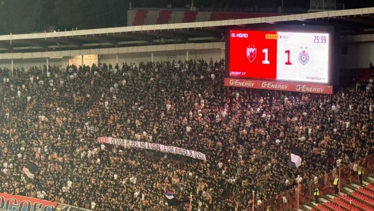 Grobari na španskom imali poruku za trenera Zvezde: Evo šta su podigli na Jugu na 180. Večitom derbiju