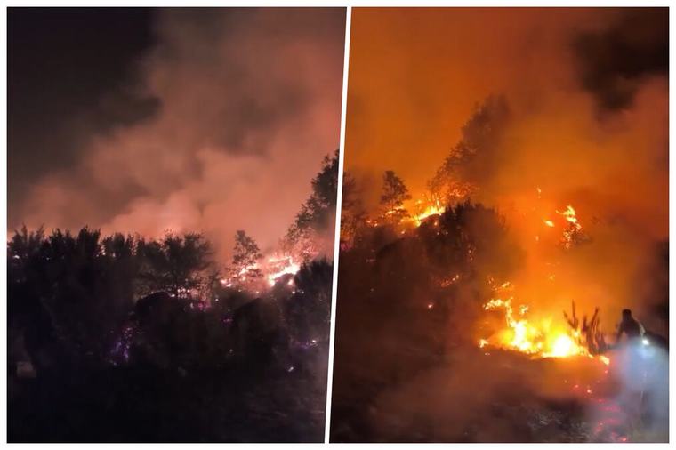 DRAMA NA CETINJU, VATRENI PAKAO NE JENJAVA! Buktinja guta sve pred sobom, meštani i vatrogasci brane kuće i imanja naprtnjačama i granama (FOTO)