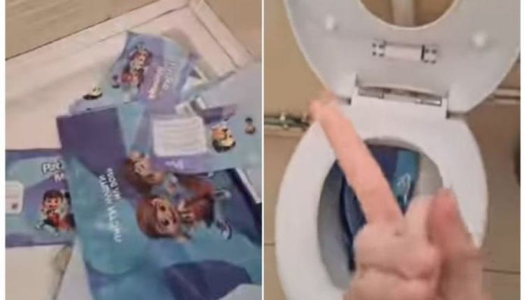DETE GAZI ŠKOLSKI PRIBOR, BACA GA U WC ŠOLjU I PSUJE EXPO MASKOTE: Ko je osnovca naučio ovakvom ponašanju? (VIDEO)