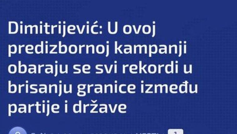 BRNABIĆ ODGOVORILA DIMITRIJEVIĆU: CRTA je aktivan politički učesnik u ovim izborima