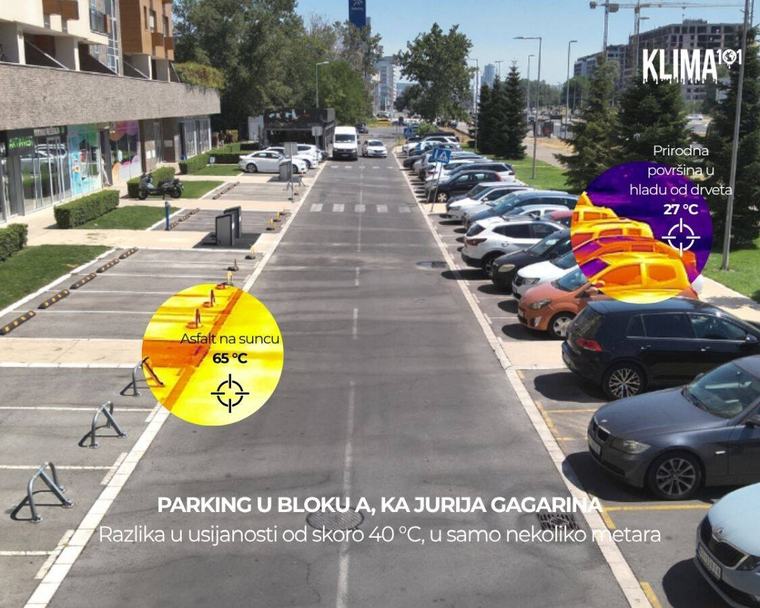 Klimatske promene Pre 13 h U Beogradu je na ovom parkingu 65 stepeni, dok je u hladu 27! Šta pokazuje termovizijska kamera? Komentariši